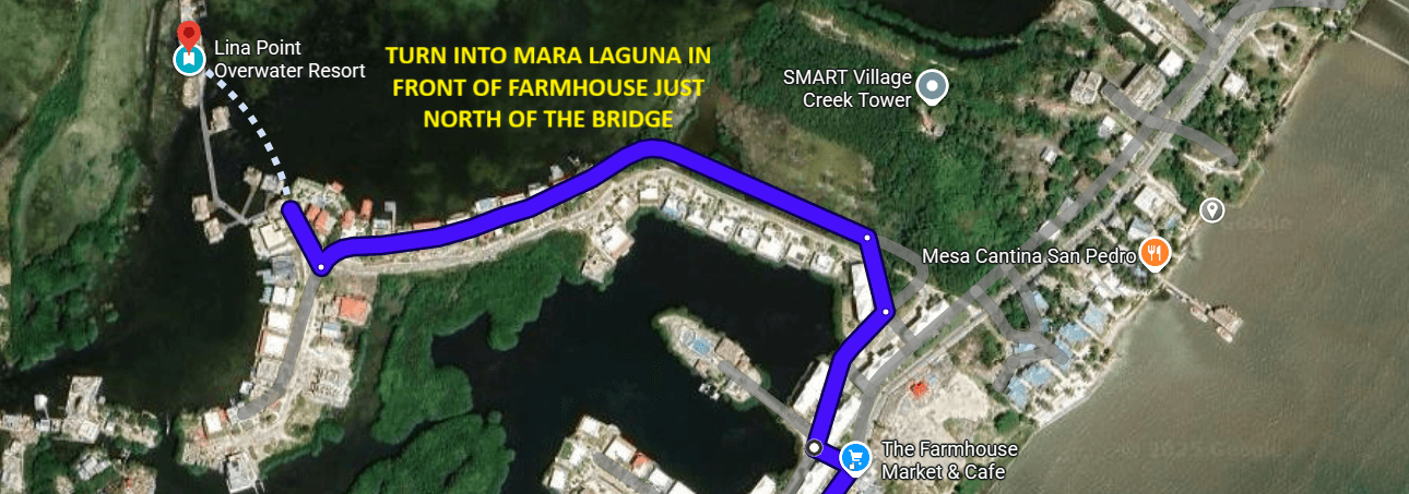 Directions to The Mayan at Lina Point - via Mara Laguna, San Pedro